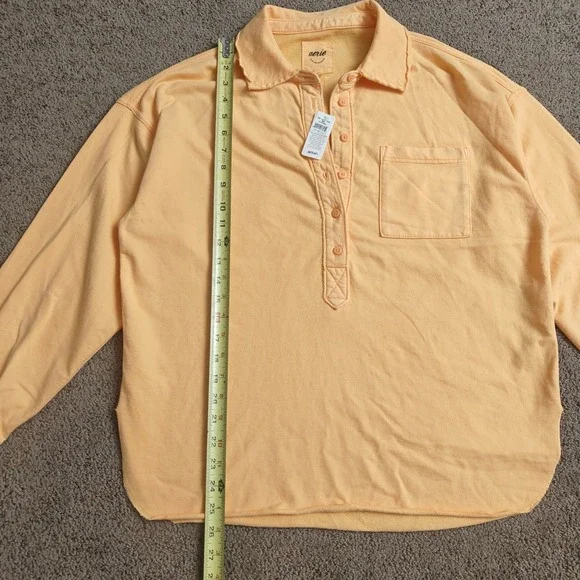 NWT Aerie Womens XXS Peach LongSleeve Collared Pocket Pullover Sweatshirt Cotton - Picture 5 of 16